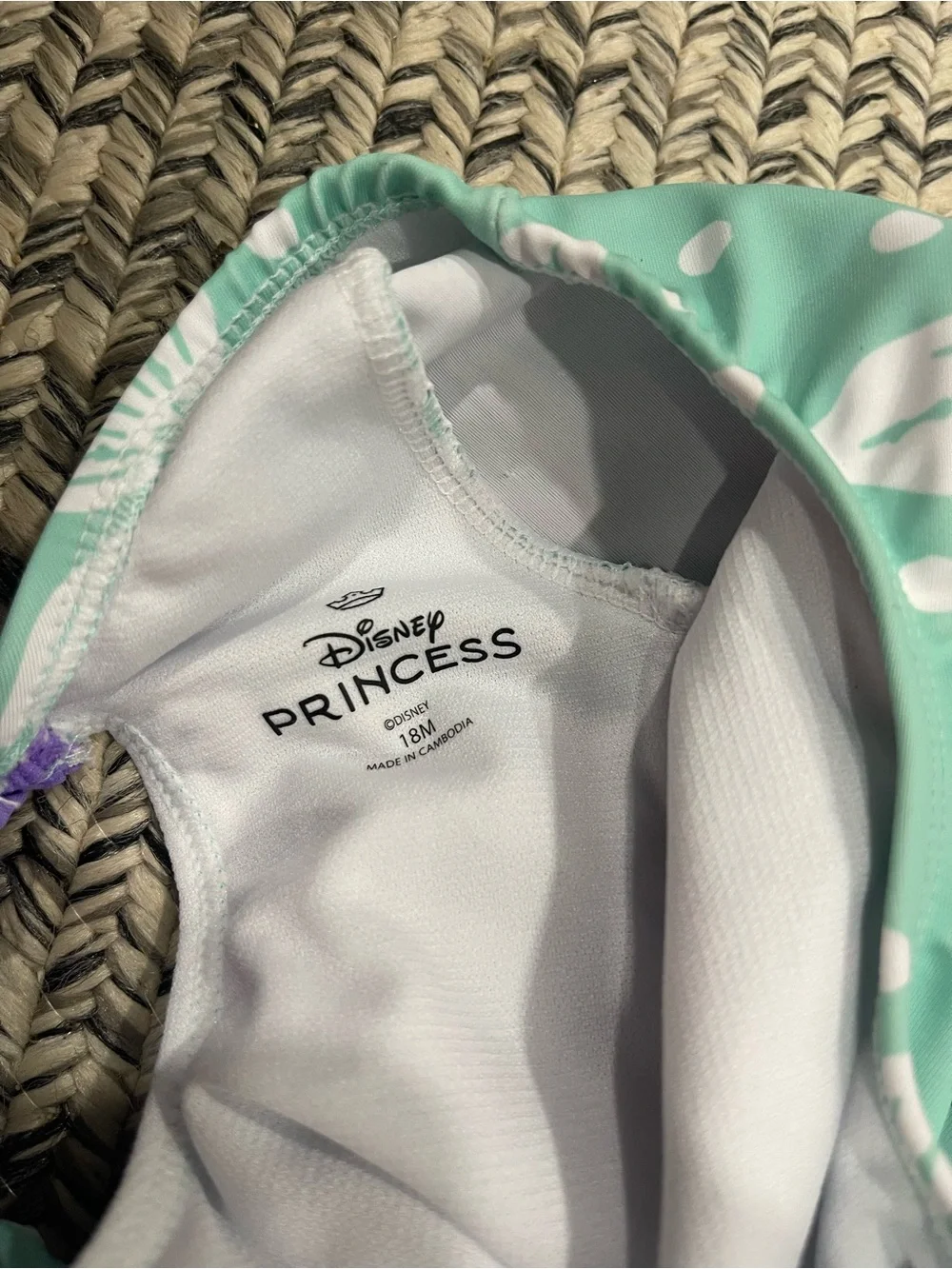Disney Princess Mint Green and White Swimsuit little Mermaid 18 months